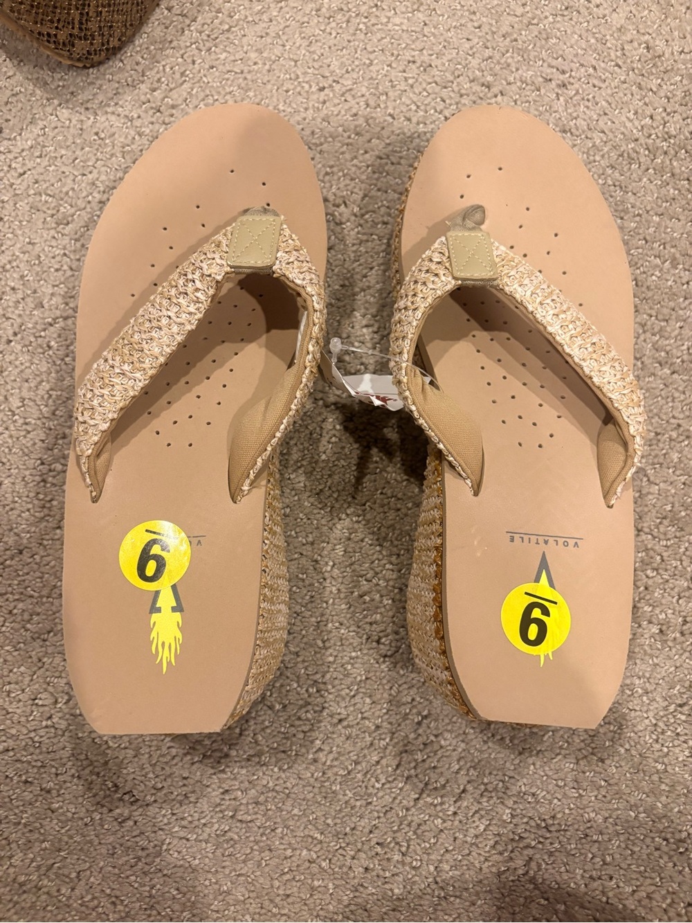 Volatile Beige Woven Platform Flip-Flop Sandals